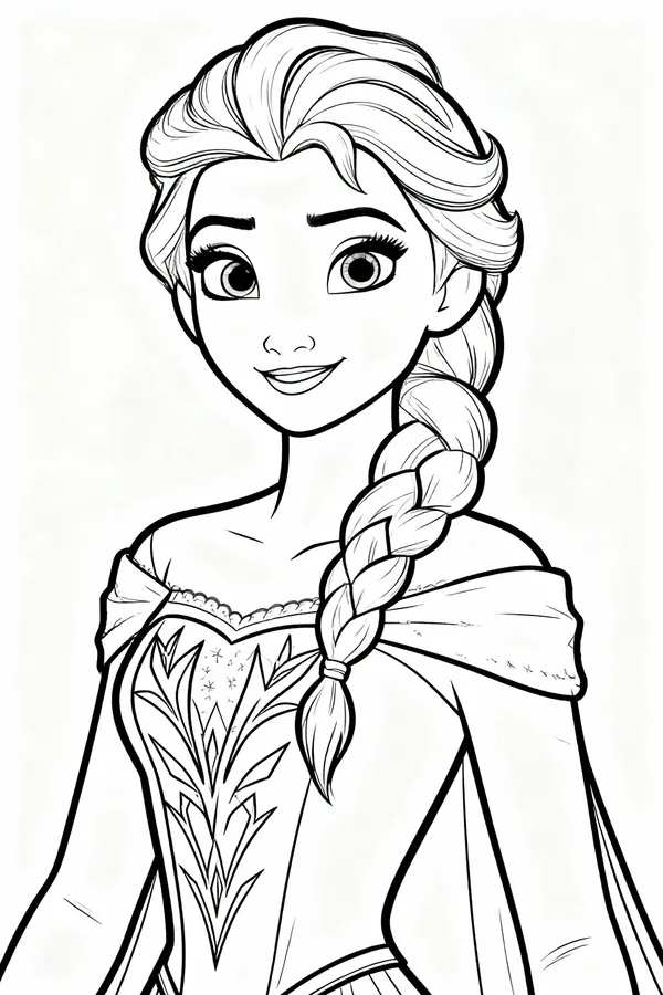 Elsa in a dress Coloring Page