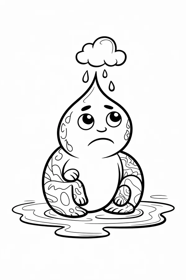 A Sad Teardropshaped Monster Sitting Coloring Page