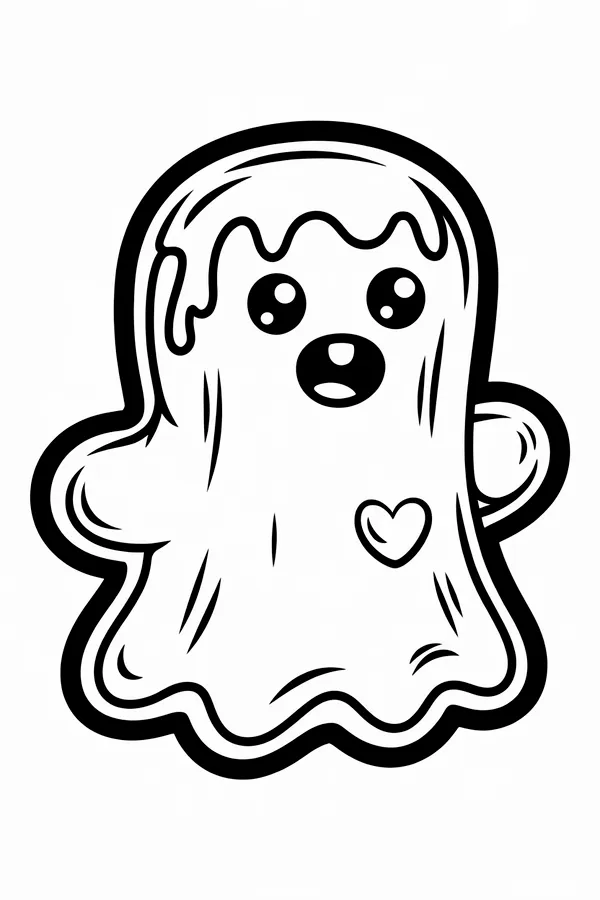 A Single Cute Ghost Monster Coloring Page