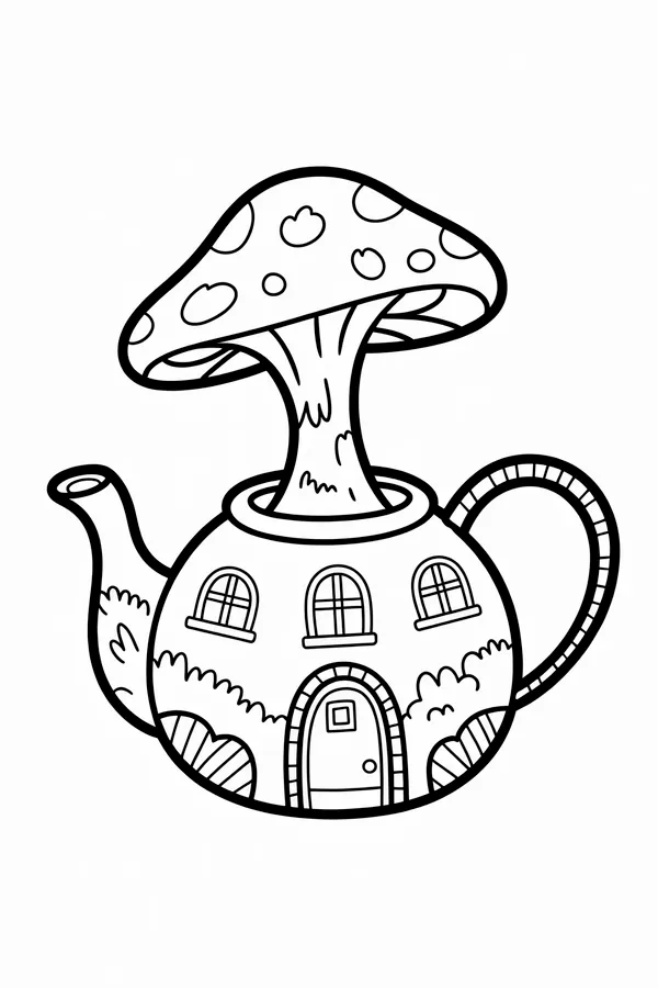 A Magical Teapot Shaped Like Coloring Page