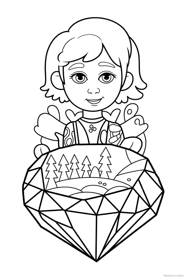A Large Raw Gem Containing Coloring Page