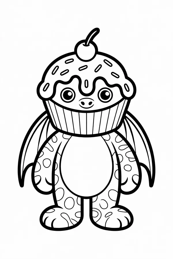 A Cute Monster Dragon Shaped Coloring Page
