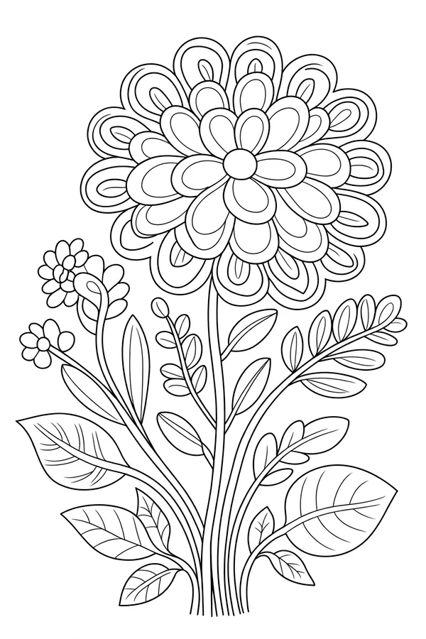 A Giant Multilayered Flower Mandala Coloring Page