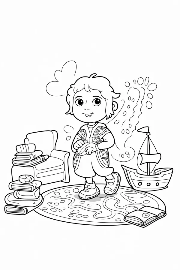 A Reading Room Where The Coloring Page