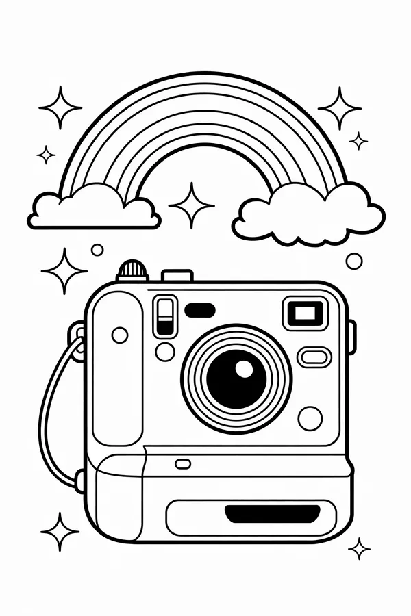 An Instant Film Camera A Coloring Page