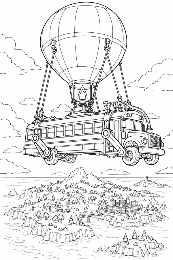 The Battle Bus Above the Island