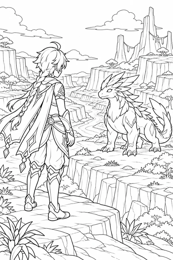 Traveler Meets a Saurian in Natlan